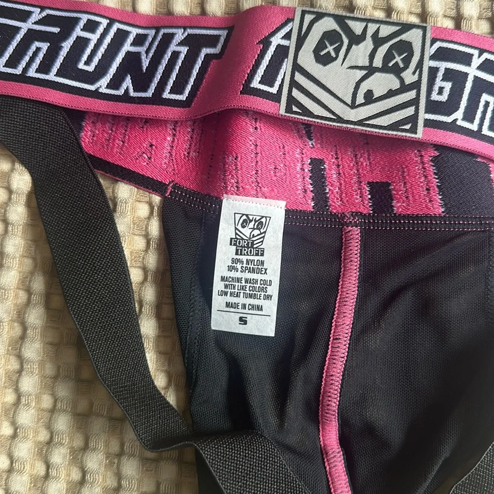 Fort Troff Men's Black and Pink Sheer Mesh Shadow Jockstrap